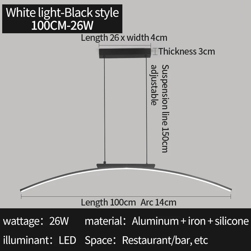 Lampa Wisząca LED 100 cm | Regulowana Jasność | Idealna do Salonu i Jadalni 6