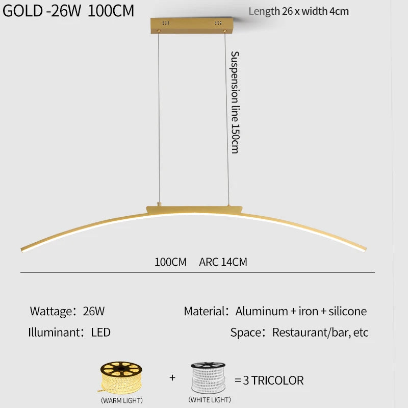 Lampa Wisząca LED 100 cm | Regulowana Jasność | Idealna do Salonu i Jadalni 7