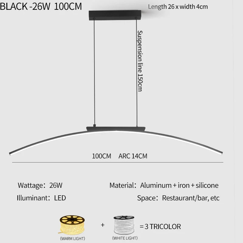 Lampa Wisząca LED 100 cm | Regulowana Jasność | Idealna do Salonu i Jadalni 8