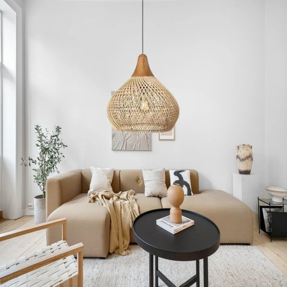 Lampa Wisząca Rattanowa E27 | Rękodzieło 1kg do Salonów i Jadalni 3