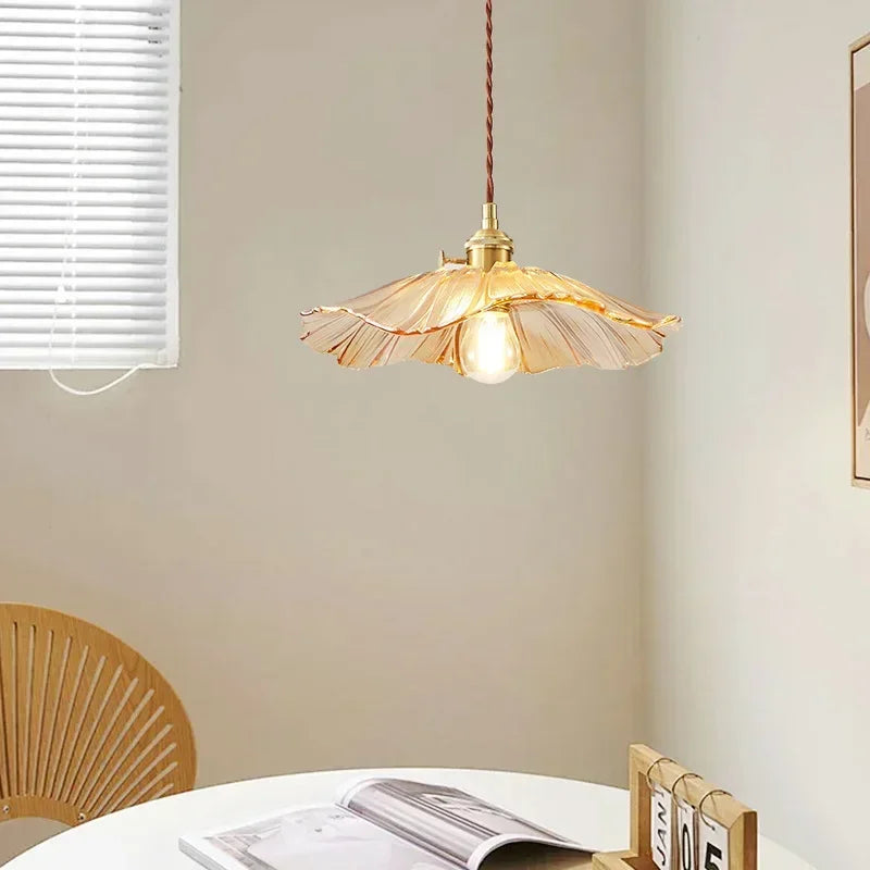 Lampa Wisząca Retro | Szkło W Kwiaty 1.5kg - Idealna Do Salonu, Stylowe Oświetlenie 1