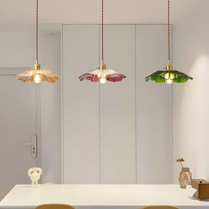 Lampa Wisząca Retro | Szkło W Kwiaty 1.5kg - Idealna Do Salonu, Stylowe Oświetlenie 4