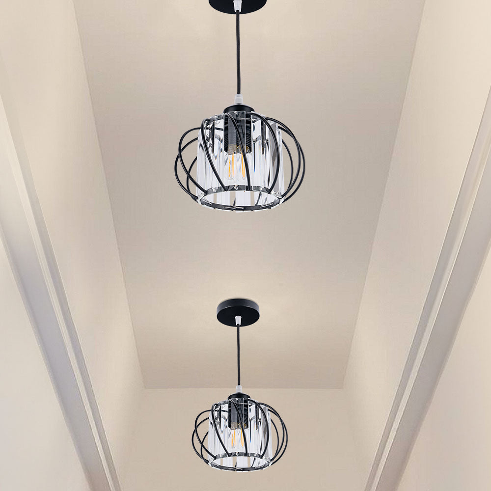 Lampa Wisząca Szklana Kula z Metalową Ramą – Nowoczesna Lampa do Salonu, Korytarza i Sypialni 1