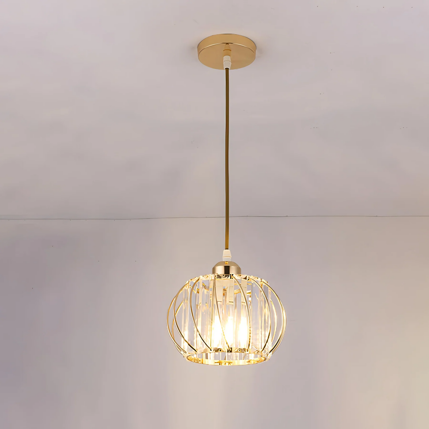 Lampa Wisząca Szklana Kula z Metalową Ramą – Nowoczesna Lampa do Salonu, Korytarza i Sypialni 9