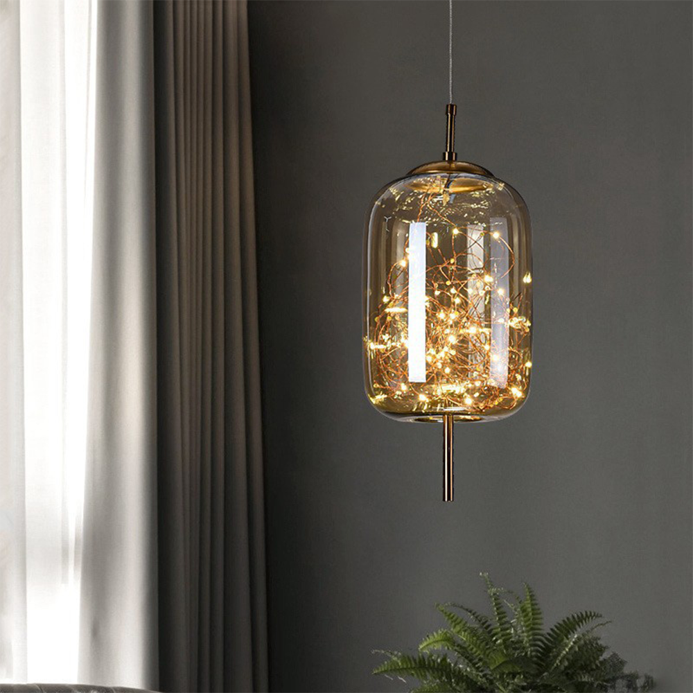 Lampa Wisząca Szklana LED z Regulowanym Przewodem – Nowoczesna Lampa do Salonu i Jadalni, Idealna Nad Stół 0