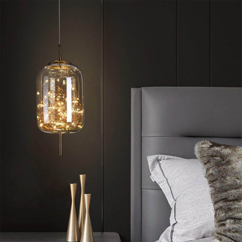 Lampa Wisząca Szklana LED z Regulowanym Przewodem – Nowoczesna Lampa do Salonu i Jadalni, Idealna Nad Stół 1