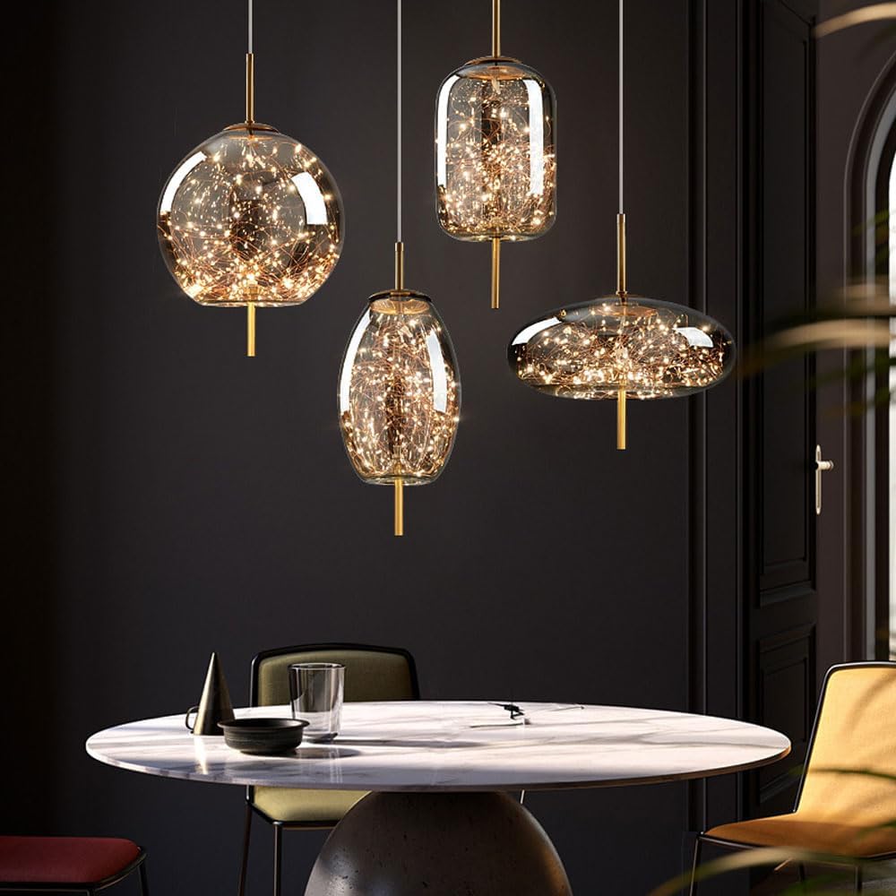 Lampa Wisząca Szklana LED z Regulowanym Przewodem – Nowoczesna Lampa do Salonu i Jadalni, Idealna Nad Stół 8