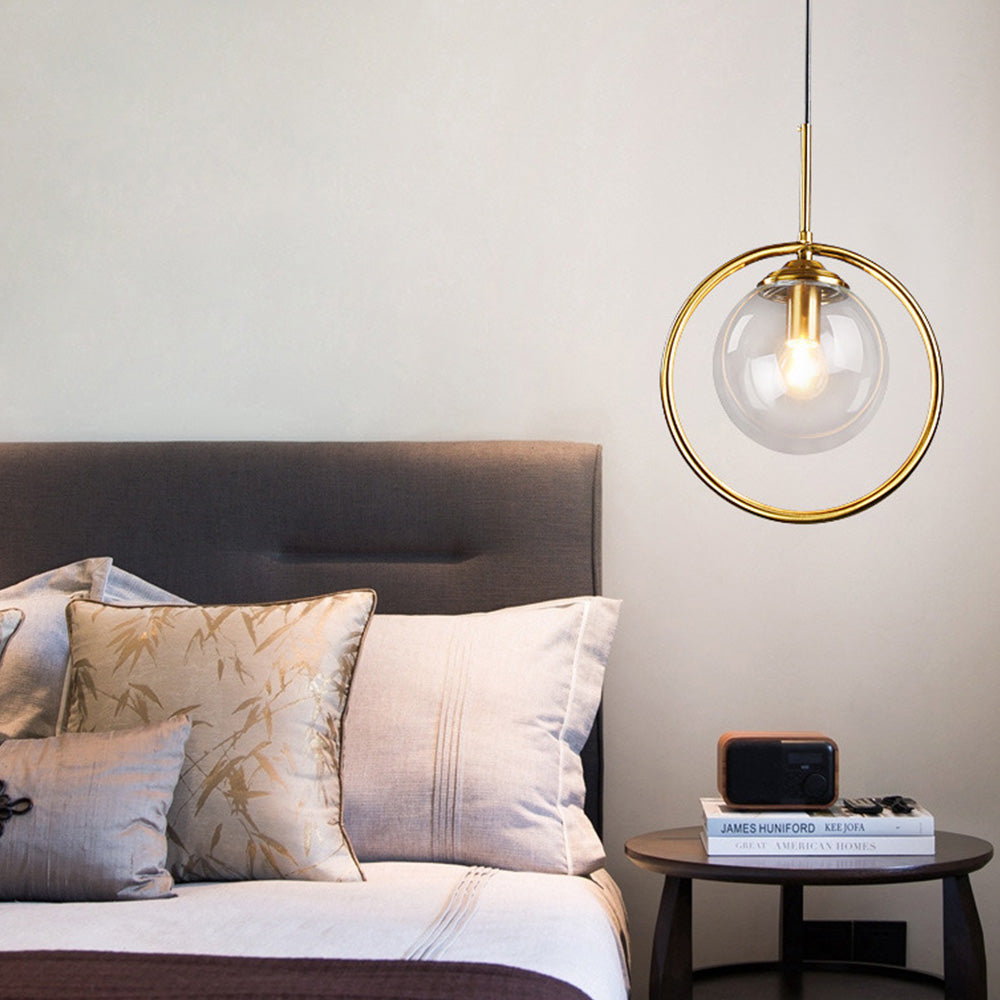 Lampa Wisząca Szklana z Metalowymi Elementami | Elegancki Żyrandol do Salonu, Idealna Nadzór nad Stołem 1
