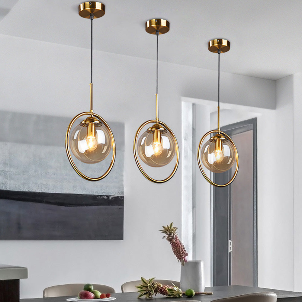 Lampa Wisząca Szklana z Metalowymi Elementami | Elegancki Żyrandol do Salonu, Idealna Nadzór nad Stołem 5