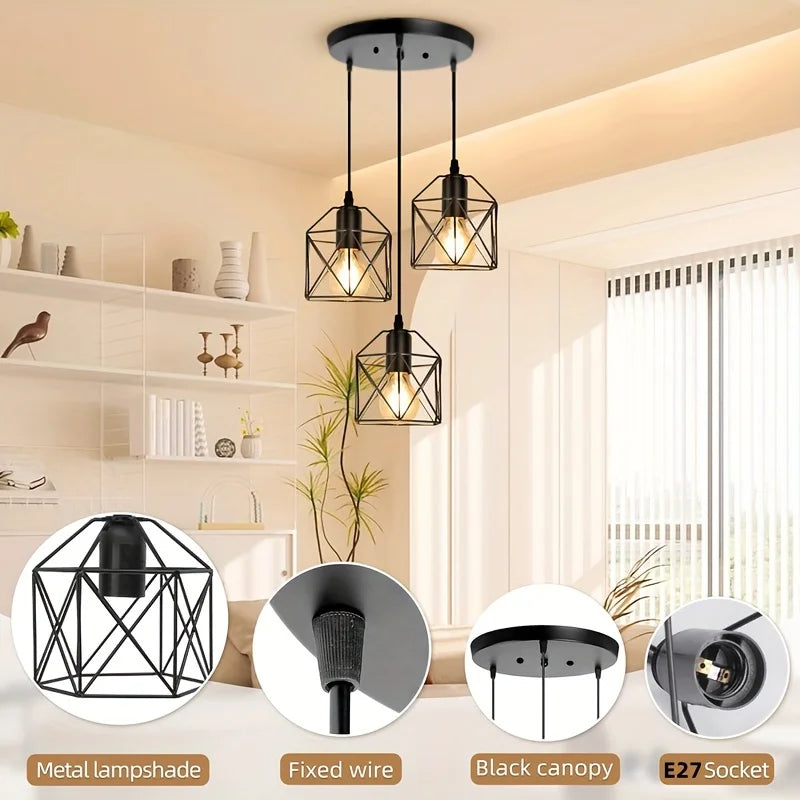 Lampa Wisząca Vintage | 3 Klosze, Metalowa Konstrukcja, 2 kg 4