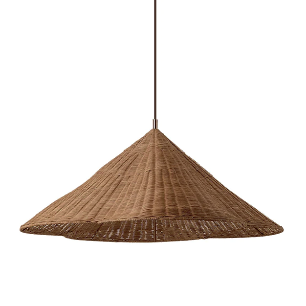 Lampa Wisząca z Rattanu, Pleciona Lampa do Salonu z Regulowaną Wysokością - Rustykalny Żyrandol do Wnętrz 6