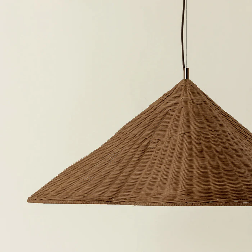 Lampa Wisząca z Rattanu, Pleciona Lampa do Salonu z Regulowaną Wysokością - Rustykalny Żyrandol do Wnętrz 8