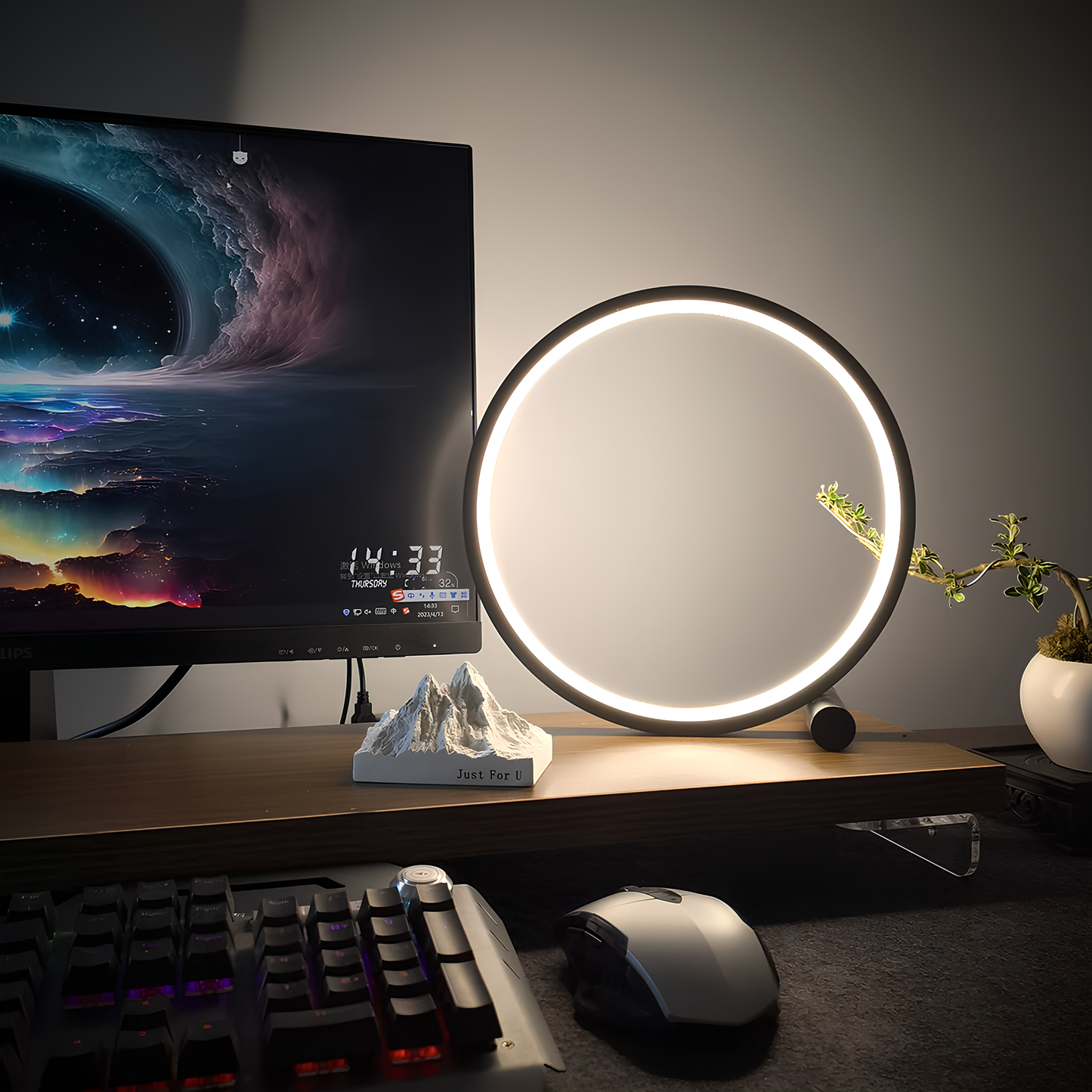 Lampka Nocna LED Halo | Dimmable, Minimalistyczna Lampa do Sypialni, 25 cm 3