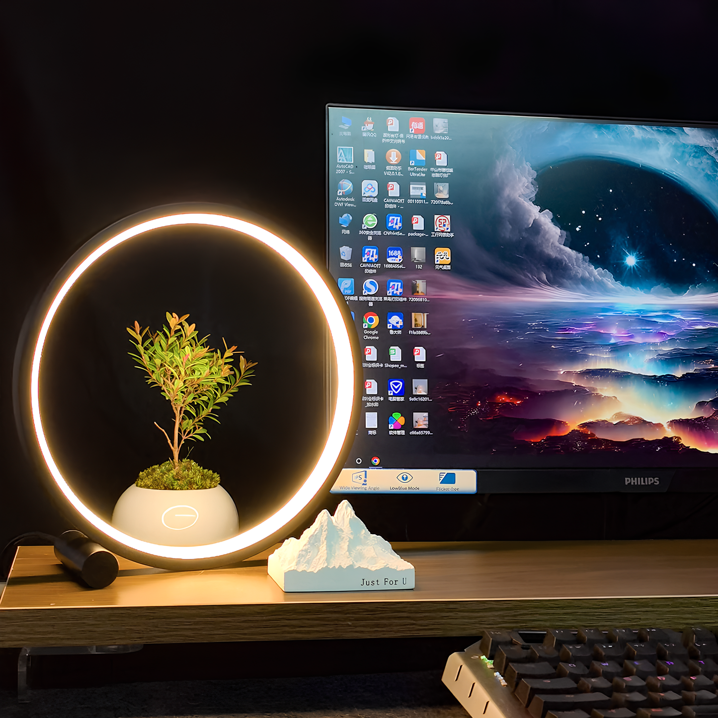 Lampka Nocna LED Halo | Dimmable, Minimalistyczna Lampa do Sypialni, 25 cm 8