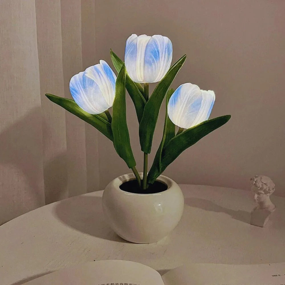 Lampka Nocna Tulipan | Realistyczny Design, Ciepłe Oświetlenie, Zasilana na Baterie lub USB 8