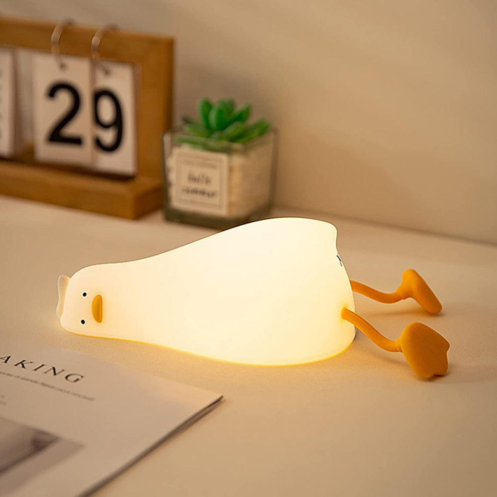 Lampka Nocna w Kształcie Kaczki z Regulowanym Oświetleniem – Urocza Lampa Nocna dla Dzieci do Sypialni, Żółta LED 1