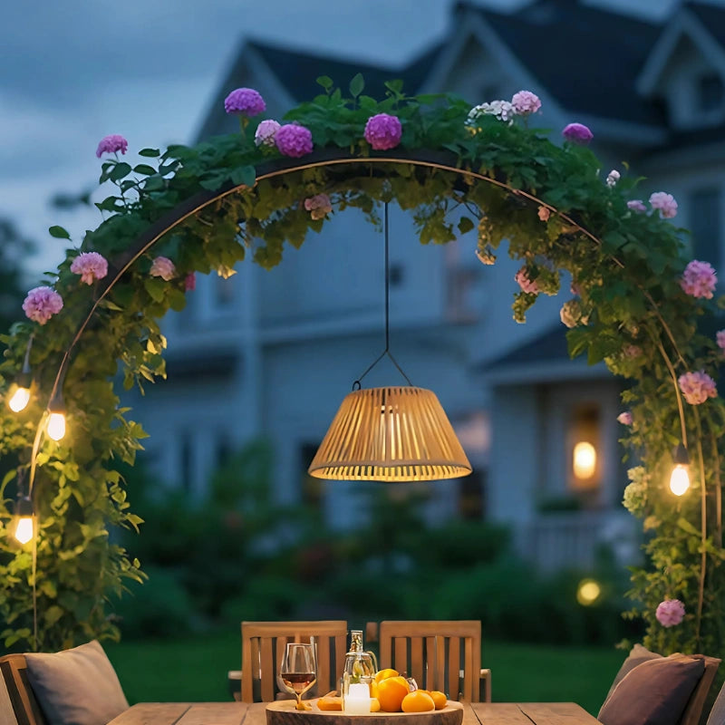 Latarnia Solarna Ogrodowa z Rattanem | Wodoodporna, Automatyczny Czujnik Zmierzchu 7