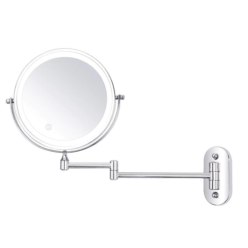 Lusterko do Makijażu LED z Regulowanym Oświetleniem i Chromowaną Ramą – 20 cm, Powiększające Kosmetyczne Lusterko z USB 6