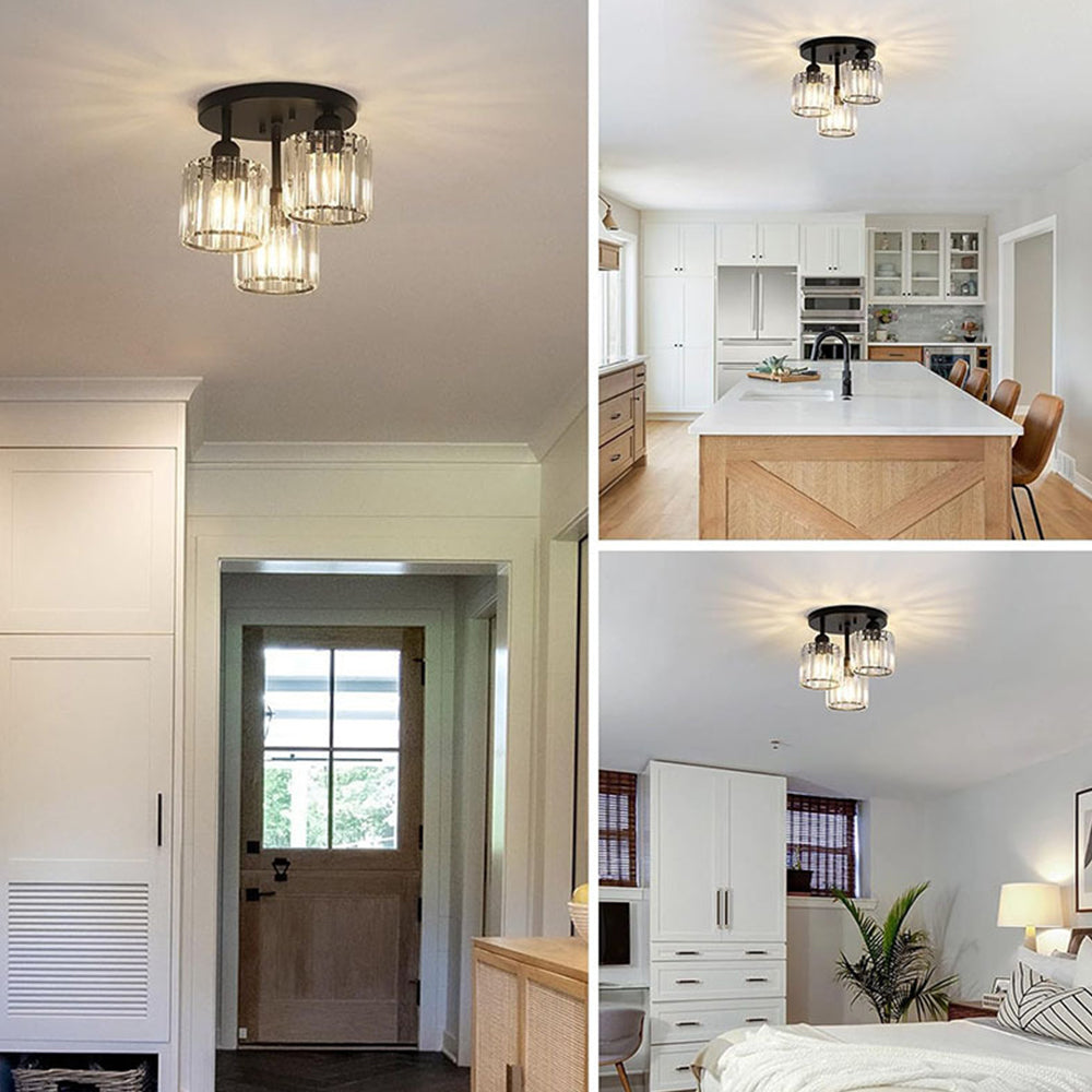 Nowoczesna Kryształowa Lampa Sufitowa Półplafonowa 3x E27 25cm – Elegancka Lampa Sufitowa do Sypialni i Salonu 2