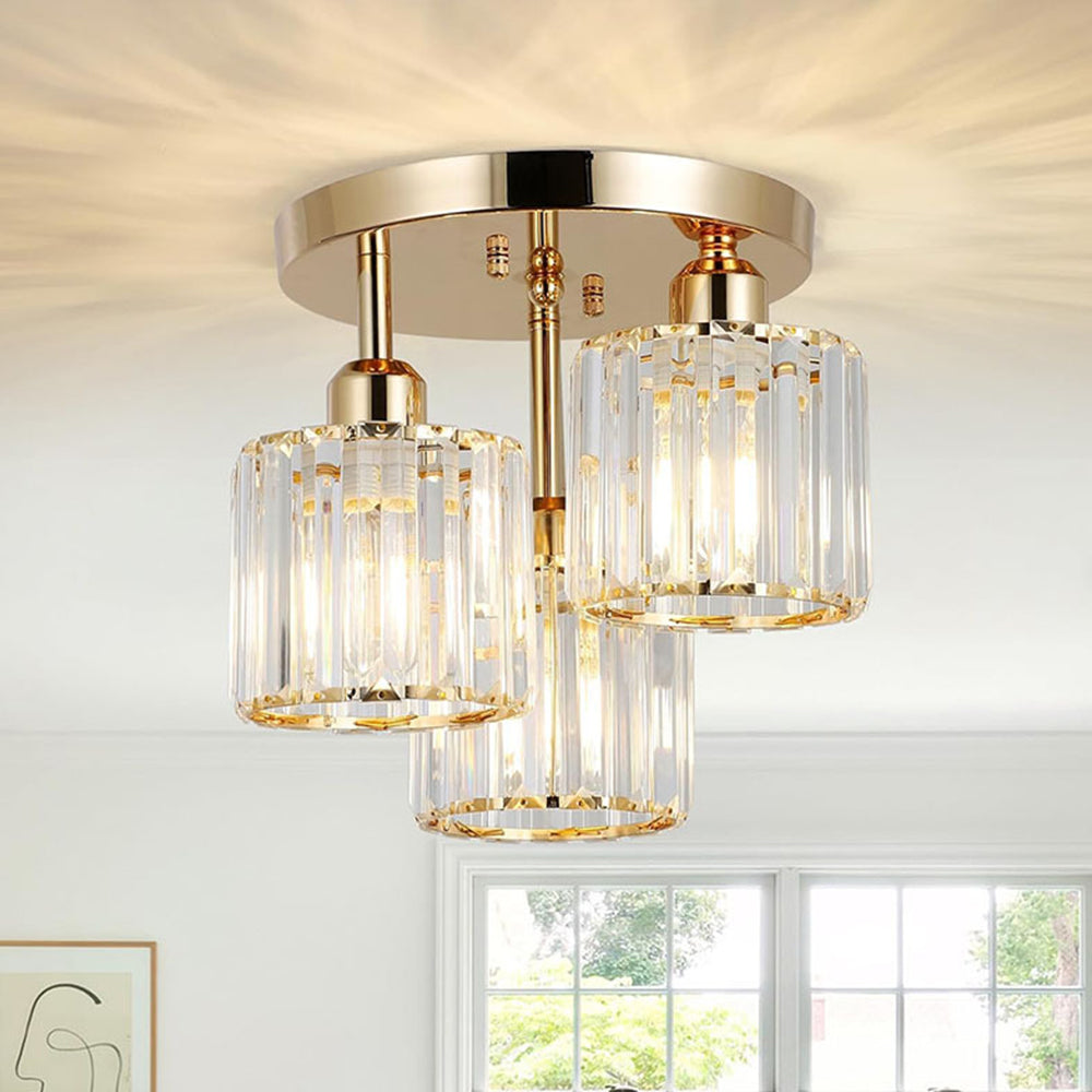 Nowoczesna Kryształowa Lampa Sufitowa Półplafonowa 3x E27 25cm – Elegancka Lampa Sufitowa do Sypialni i Salonu 7