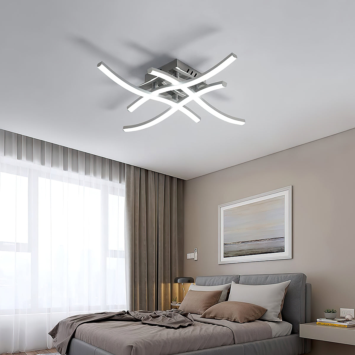 Nowoczesna Lampa Sufitowa LED z Aluminium, Energooszczędna 2240 Lumenów, Montaż Natynkowy do Salonu 1