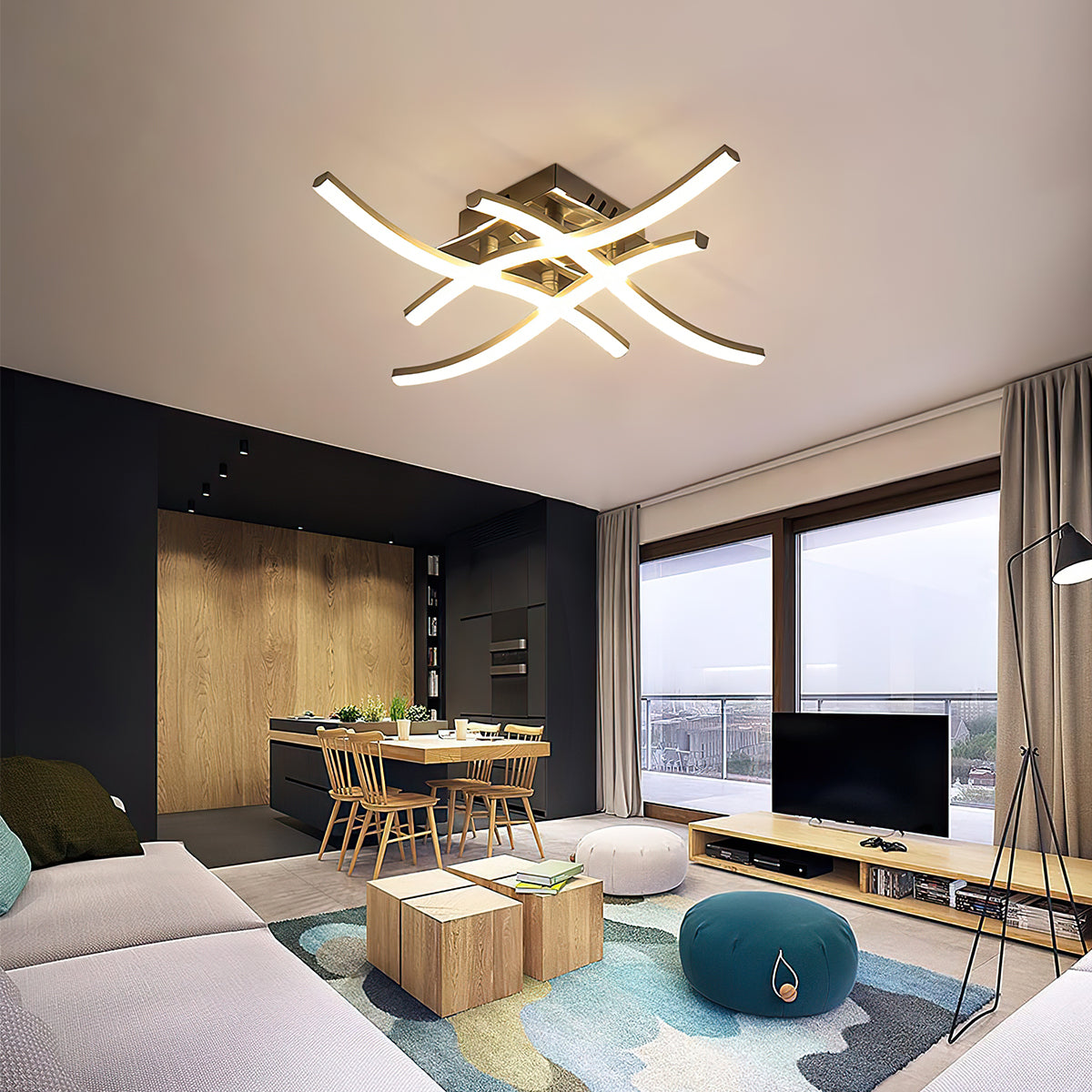 Nowoczesna Lampa Sufitowa LED z Aluminium, Energooszczędna 2240 Lumenów, Montaż Natynkowy do Salonu 6