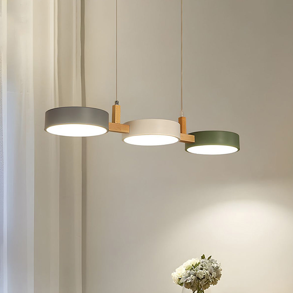 Nowoczesna Płaska Lampa Sufitowa LED z Żelaza i Drewna – Styl Nordic do Kuchni i Jadalni, Idealna do Salonów 1