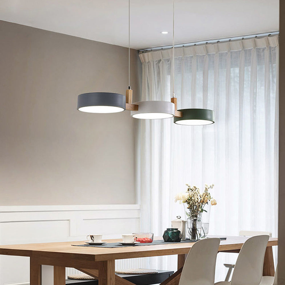 Nowoczesna Płaska Lampa Sufitowa LED z Żelaza i Drewna – Styl Nordic do Kuchni i Jadalni, Idealna do Salonów 3