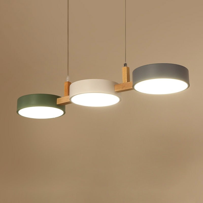 Nowoczesna Płaska Lampa Sufitowa LED z Żelaza i Drewna – Styl Nordic do Kuchni i Jadalni, Idealna do Salonów 5