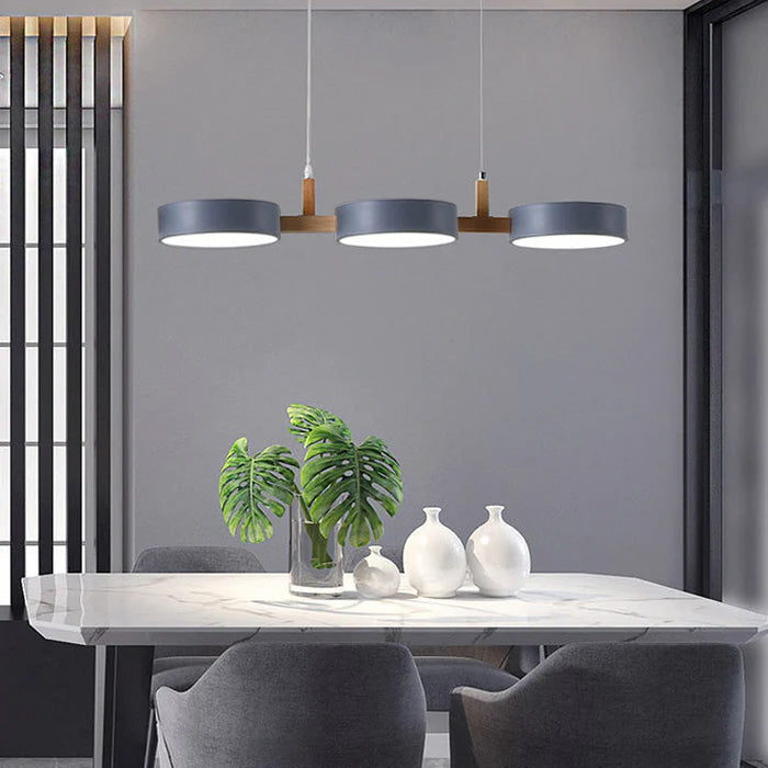 Nowoczesna Płaska Lampa Sufitowa LED z Żelaza i Drewna – Styl Nordic do Kuchni i Jadalni, Idealna do Salonów 9