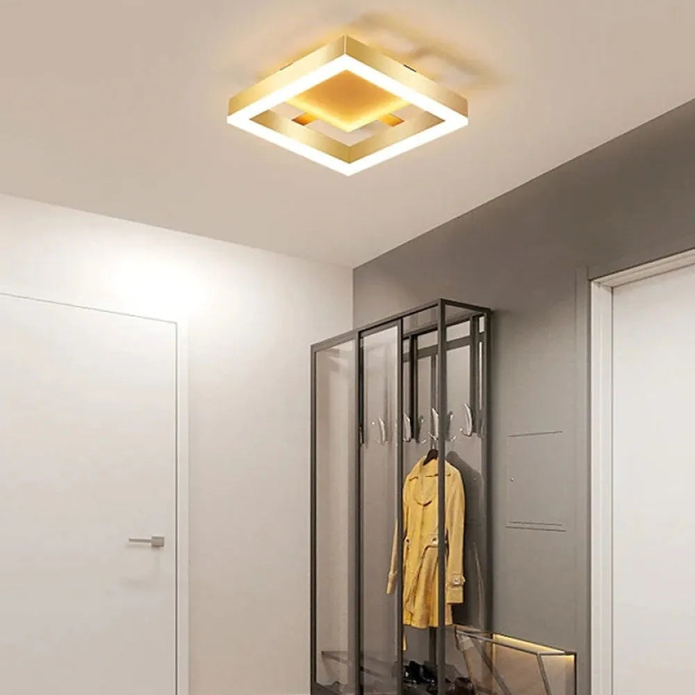 Nowoczesna Złota Lampa Sufitowa LED 12W – Energooszczędna Lampa do Salonu i Sypialni, 960 Lumenów, 20 cm 2
