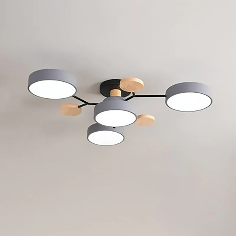 Skandynawska okrągła lampa sufitowa LED z designem gałązki