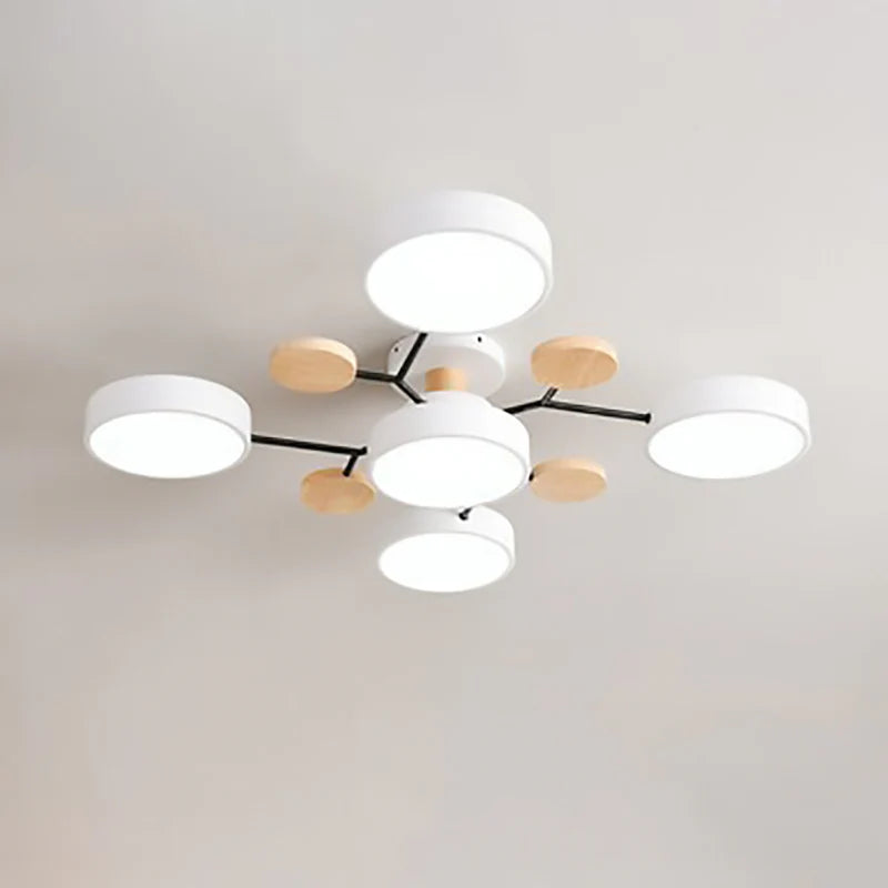 Skandynawska okrągła lampa sufitowa LED z designem gałązki