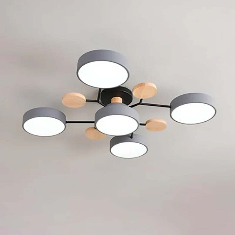 Skandynawska okrągła lampa sufitowa LED z designem gałązki