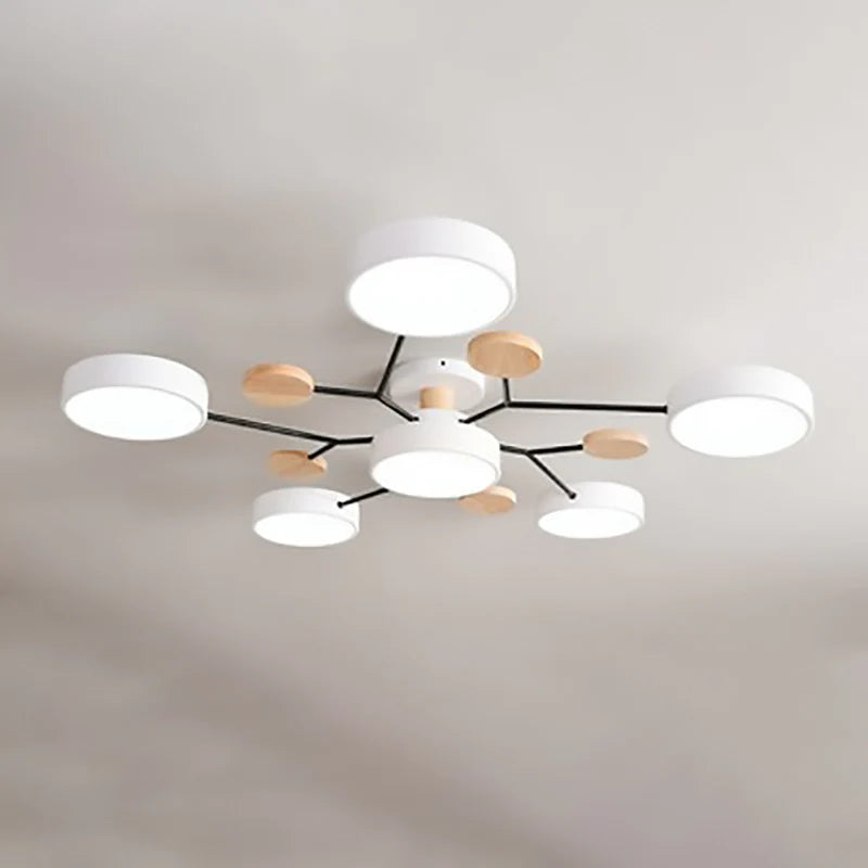 Skandynawska okrągła lampa sufitowa LED z designem gałązki