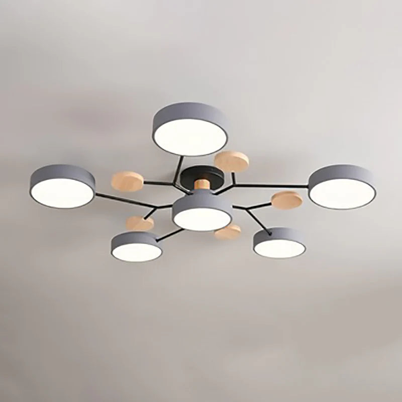 Skandynawska okrągła lampa sufitowa LED z designem gałązki