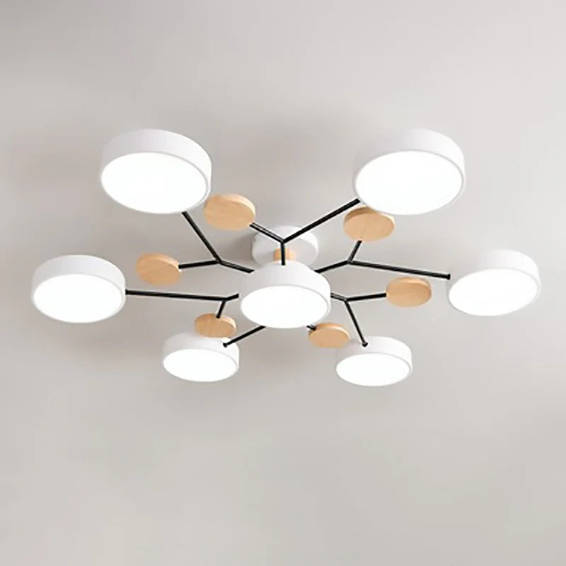 Skandynawska okrągła lampa sufitowa LED z designem gałązki