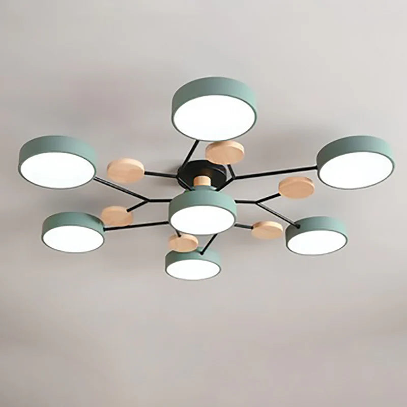 Skandynawska okrągła lampa sufitowa LED z designem gałązki