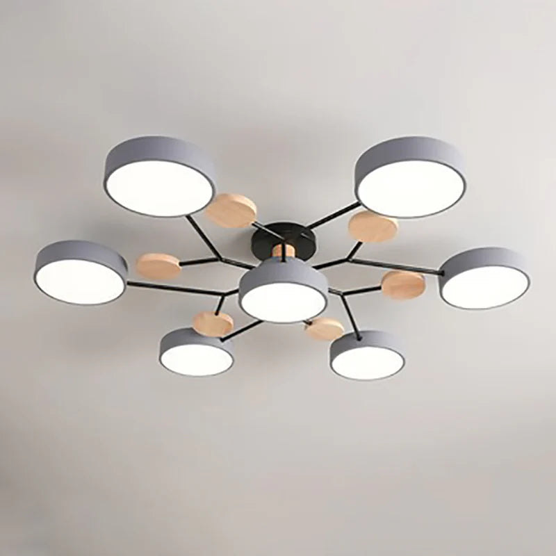 Skandynawska okrągła lampa sufitowa LED z designem gałązki