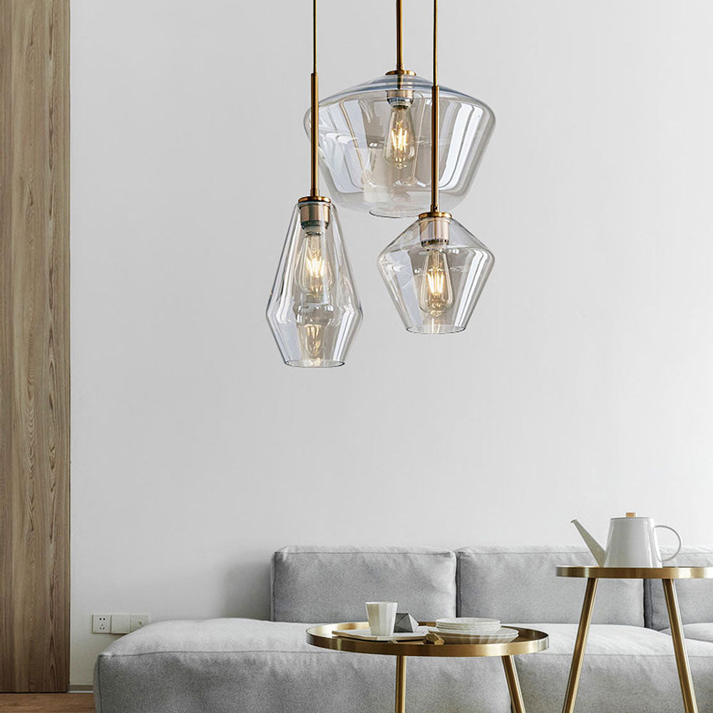 Szklana Lampa Wisząca Industrialna z Przezroczystym Kloszem – Lampa do Salonu E27, 220V, Elegancki Design 1