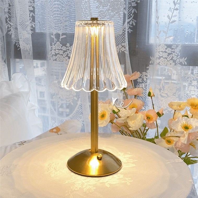 Złota Lampa Stołowa Bezprzewodowa z Kryształami | Regulowana Jasność, Elegancki Design do Salonu 6