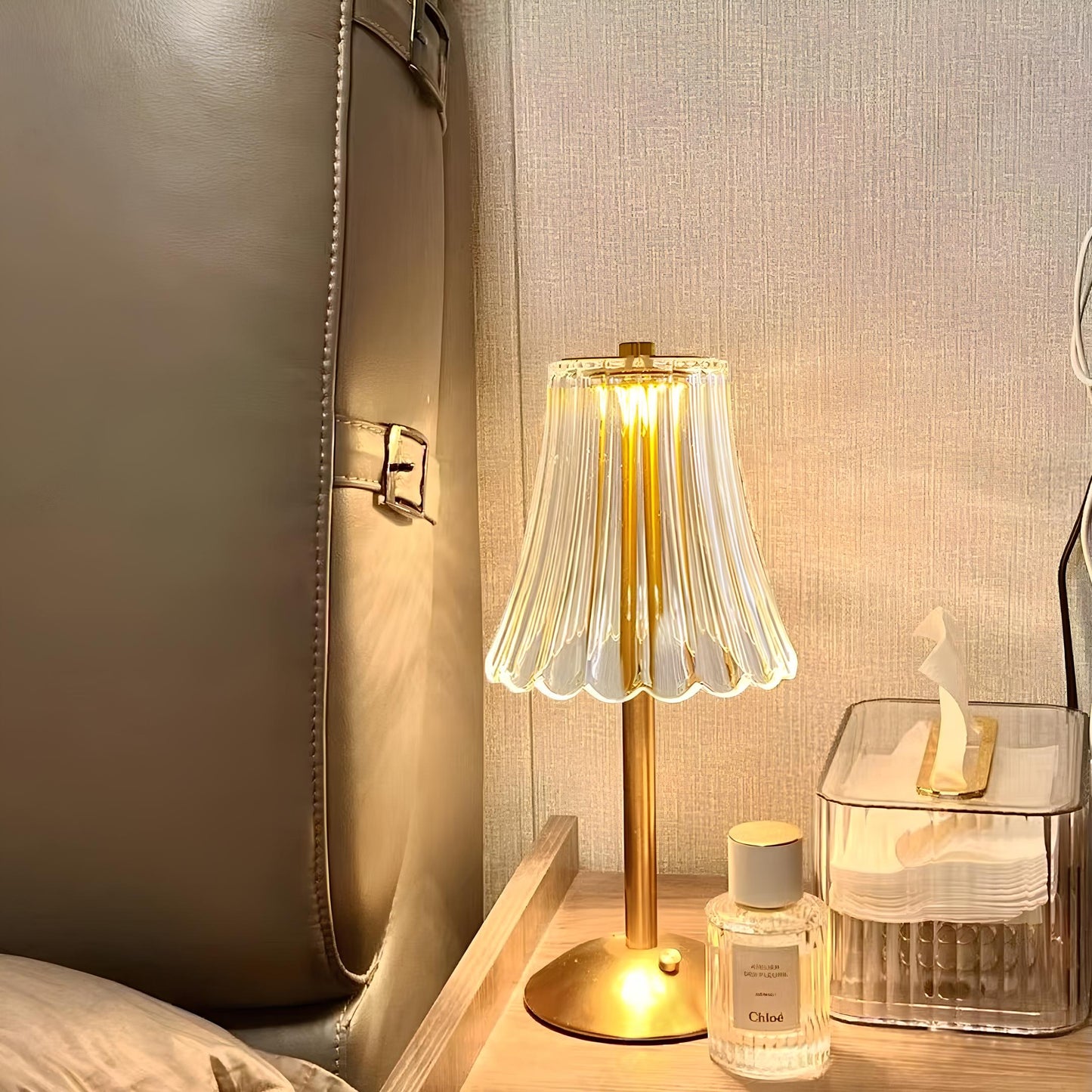 Złota Lampa Stołowa Bezprzewodowa z Kryształami | Regulowana Jasność, Elegancki Design do Salonu 8