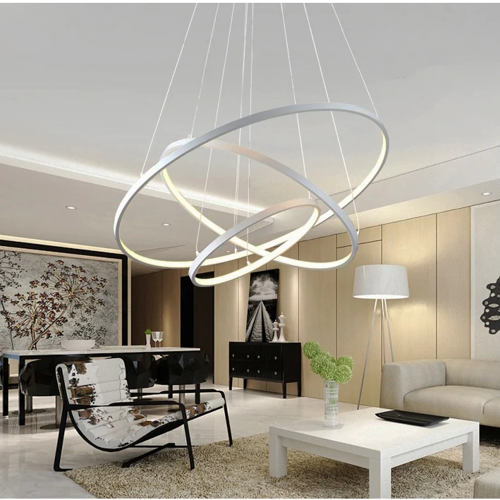 Żyrandol Halo do Salonu | Luksusowy, Konfigurowalny Design z Pierścieniami Akrylowymi 1