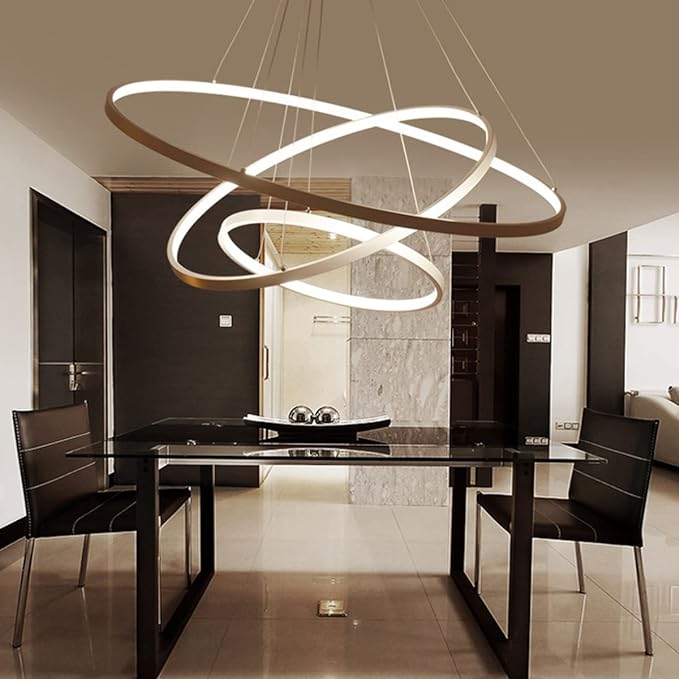 Żyrandol Halo do Salonu | Luksusowy, Konfigurowalny Design z Pierścieniami Akrylowymi 3