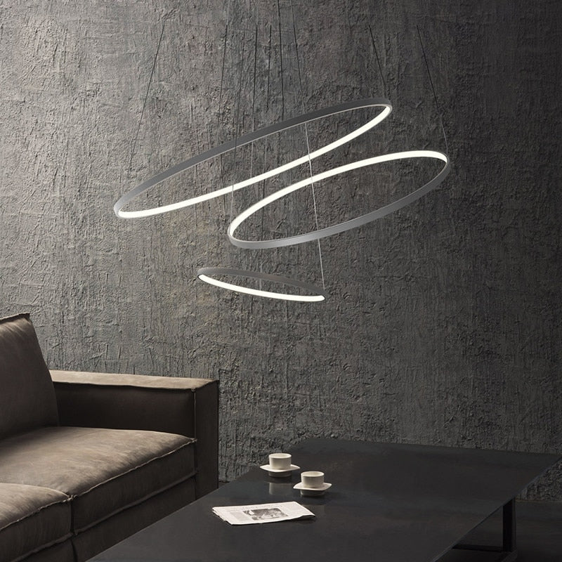 Żyrandol Halo do Salonu | Luksusowy, Konfigurowalny Design z Pierścieniami Akrylowymi 4
