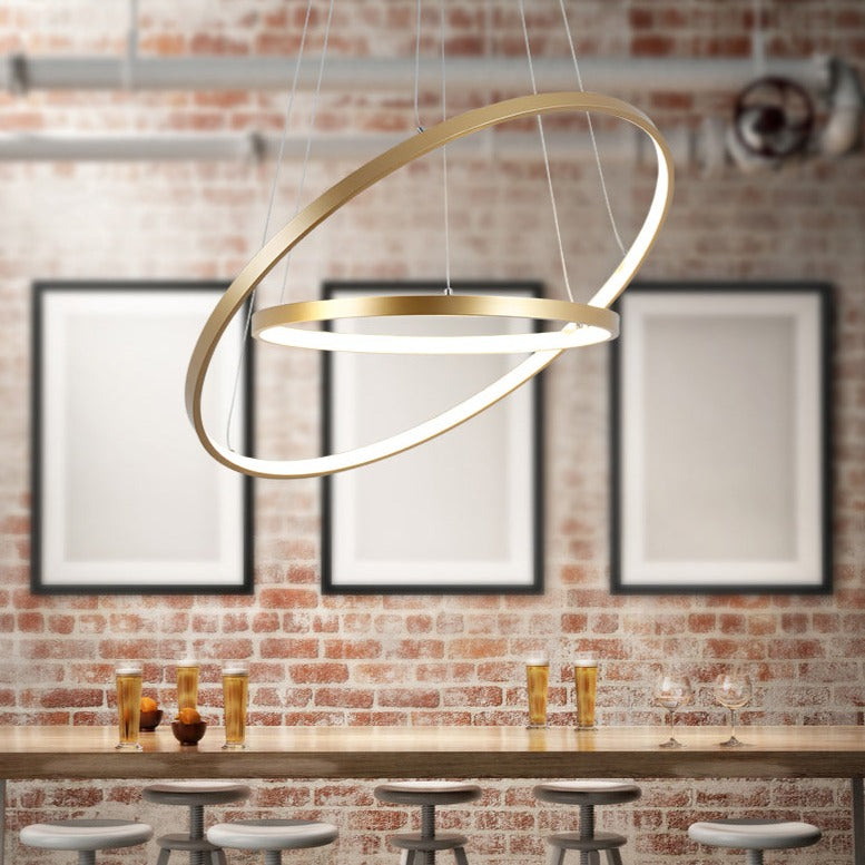 Żyrandol Halo do Salonu | Luksusowy, Konfigurowalny Design z Pierścieniami Akrylowymi 6