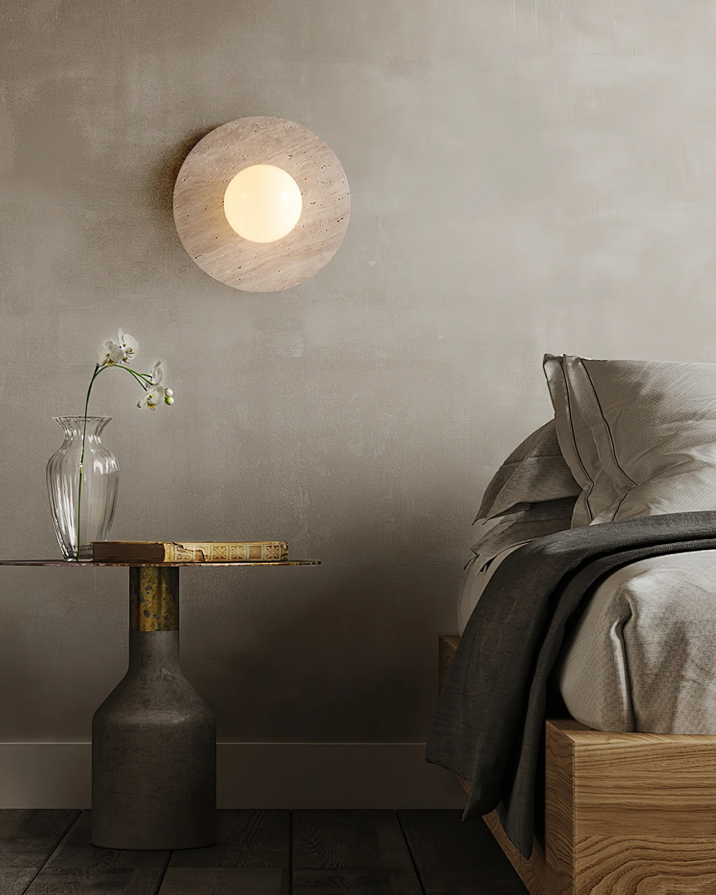 Lampa ścienna Elira z trawertynu