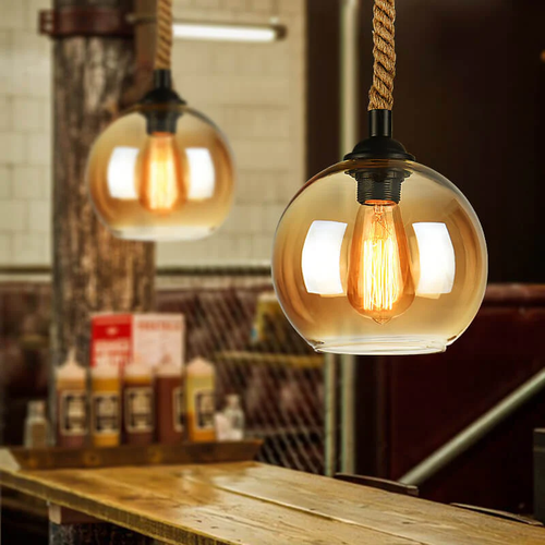 Retro Szklana Wisząca Lampa