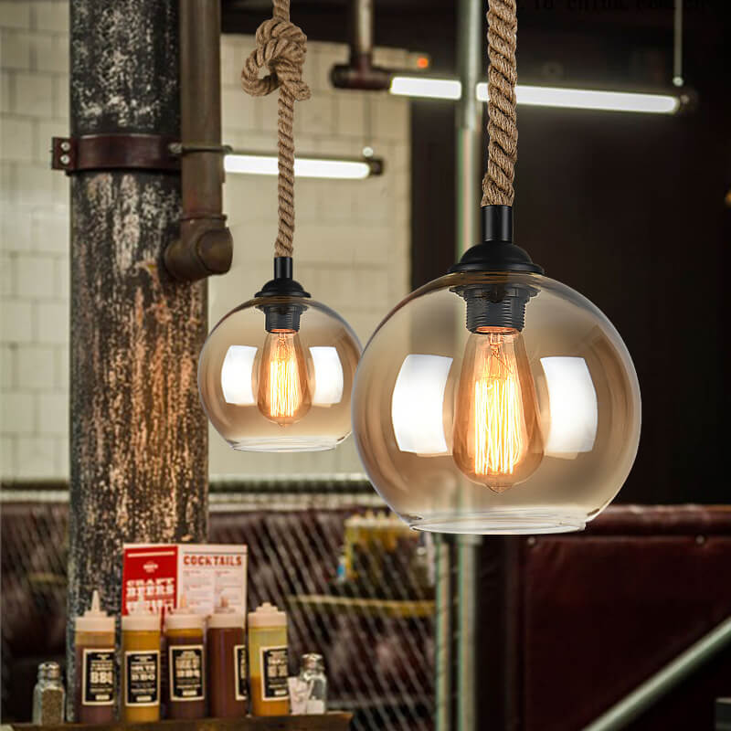 Retro Szklana Wisząca Lampa