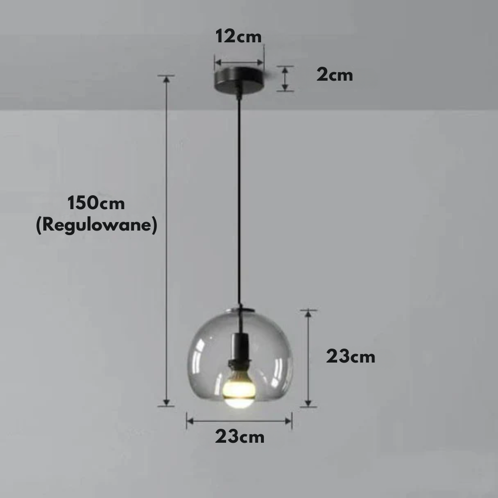 Minimalistyczna lampa wisząca z dmuchanego szkła